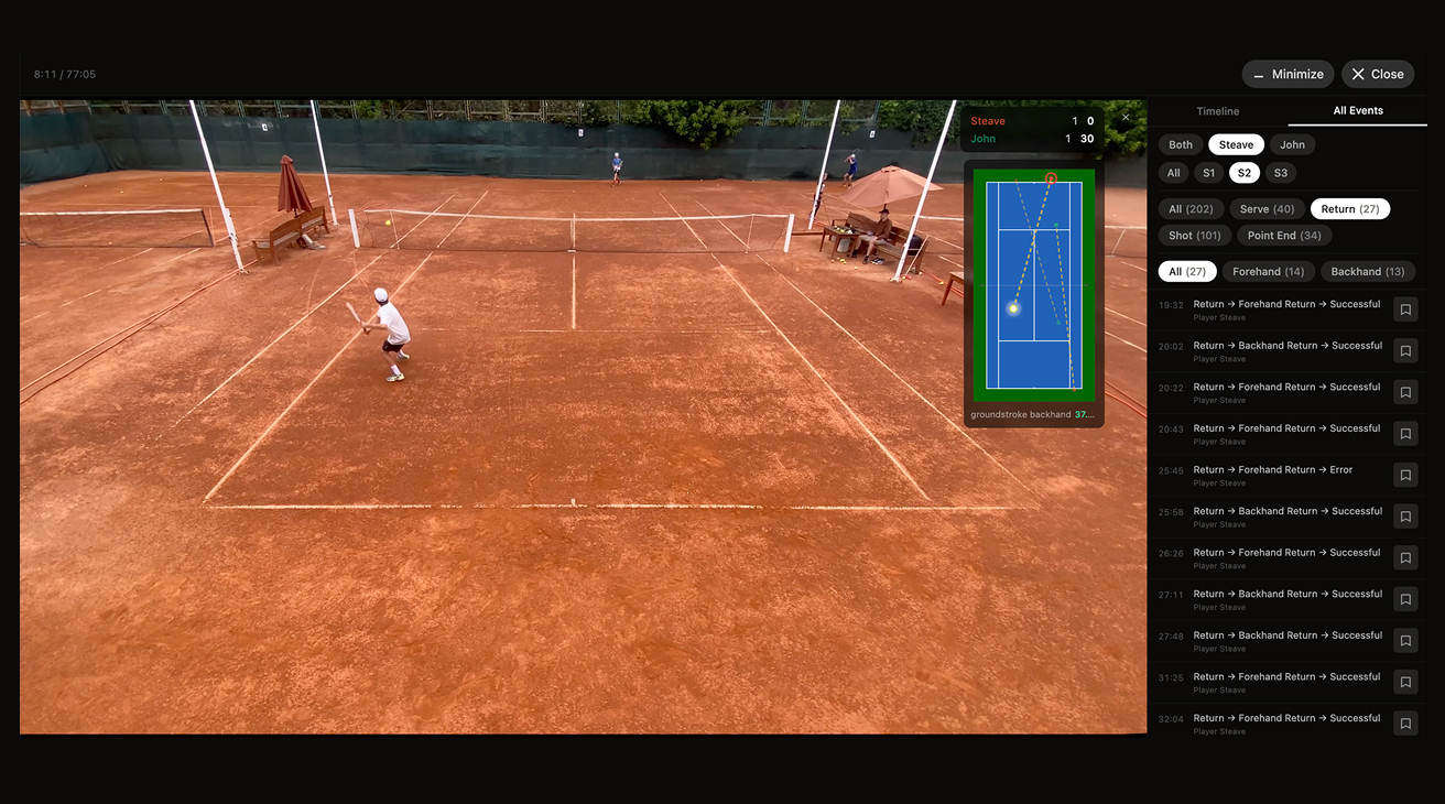 KickNote tennis analysis interface